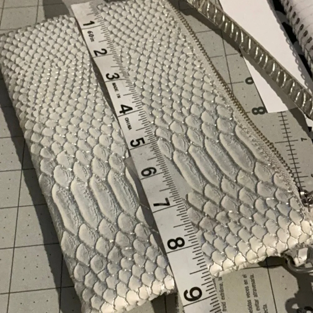 Chic White Textured Clutch Wristlet